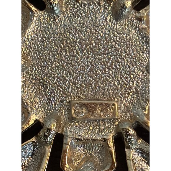 Vintage JJ Gold Snowflake Brooch Iridescent Crystal Center & Rhinestone Accents - Picture 4 of 4